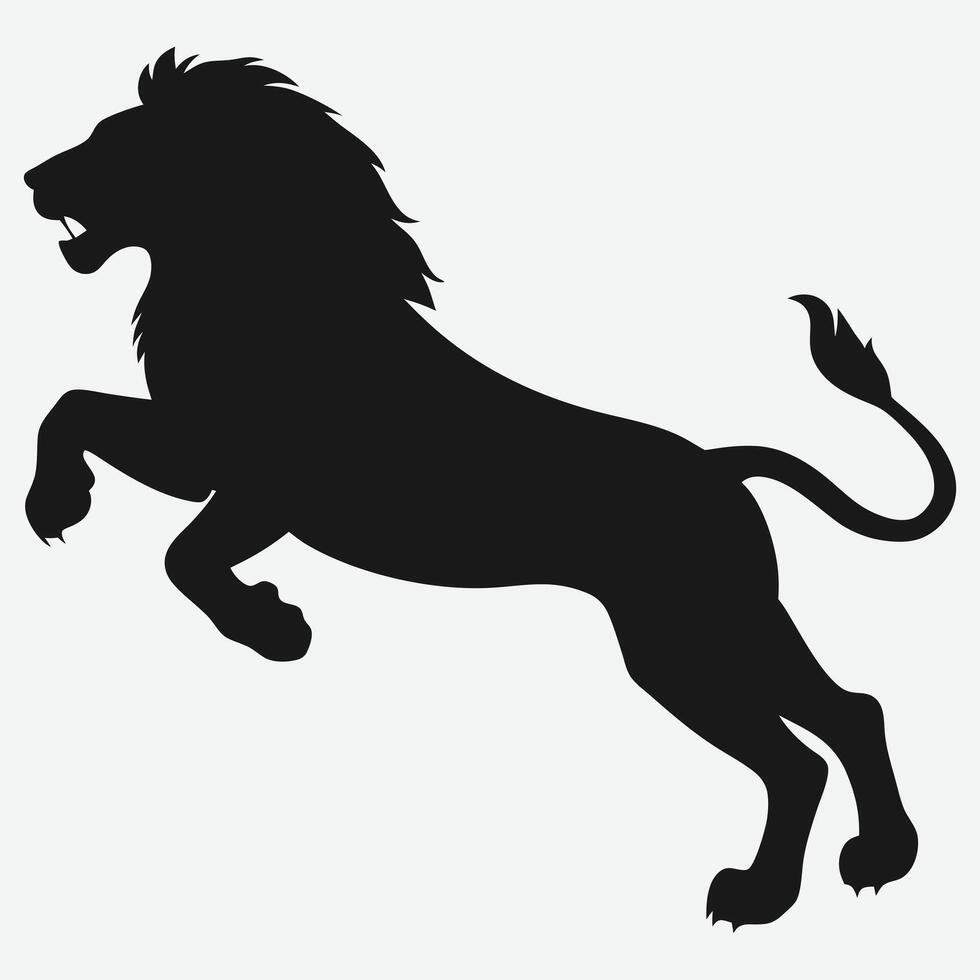 Dynamic Lion Jumping Silhouette Illustration vector