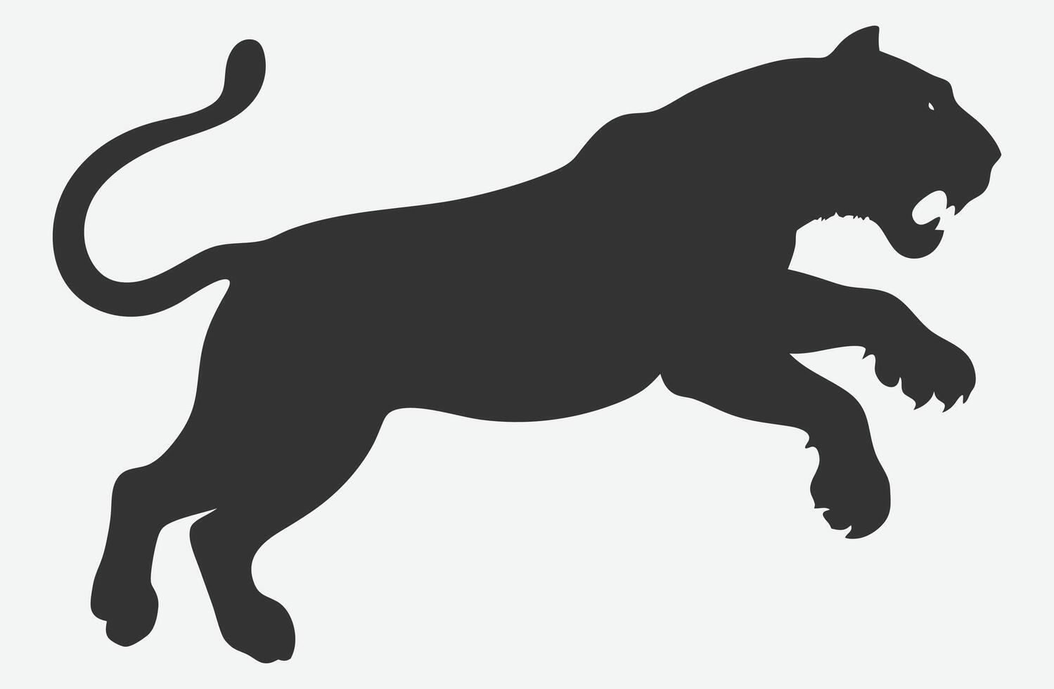 Majestic Tiger Jumping Silhouette Dynamic Illustration vector