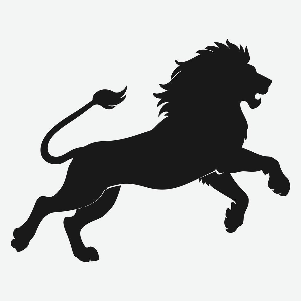 Majestic Lion Jumping Silhouette Design vector