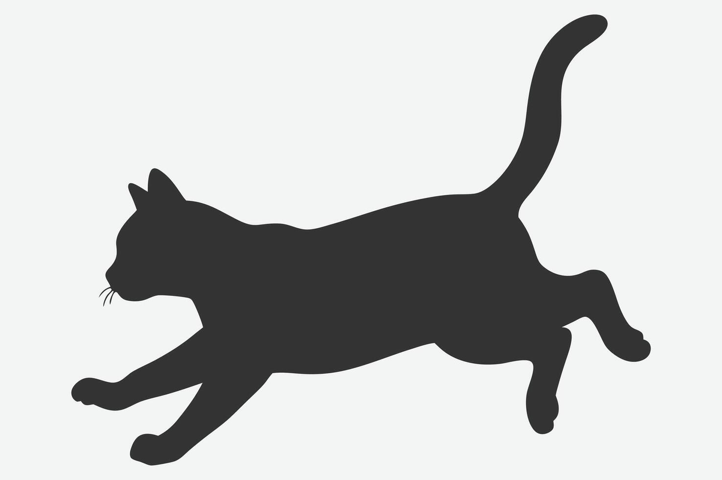 Dynamic Cat Jumping Silhouette vector