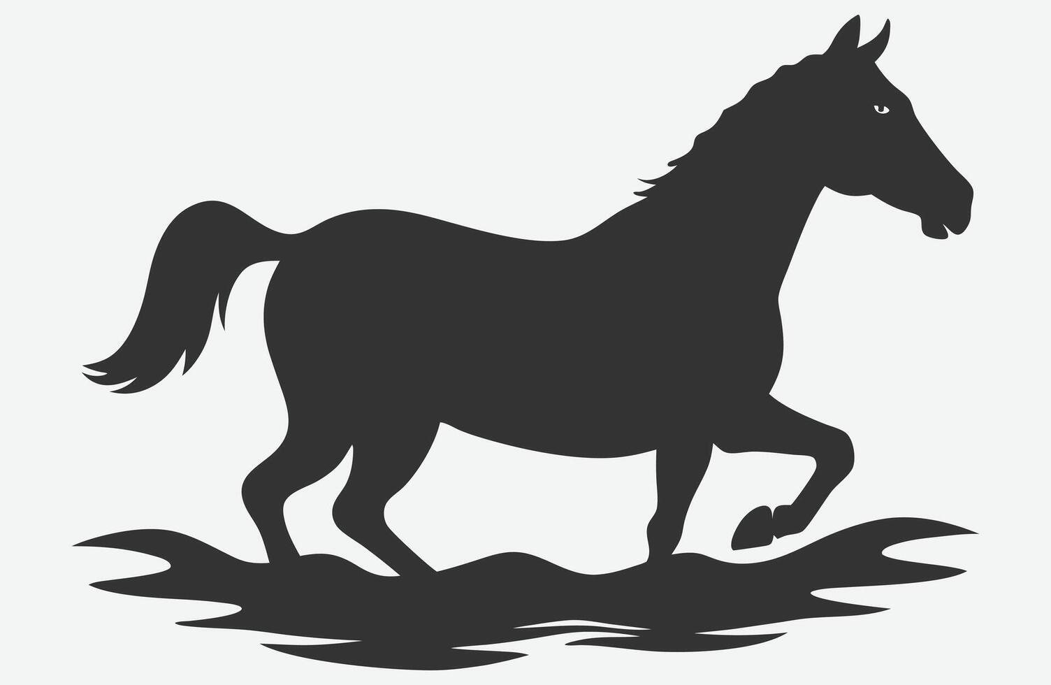 Majestic Horse Entering the Water Silhouette vector