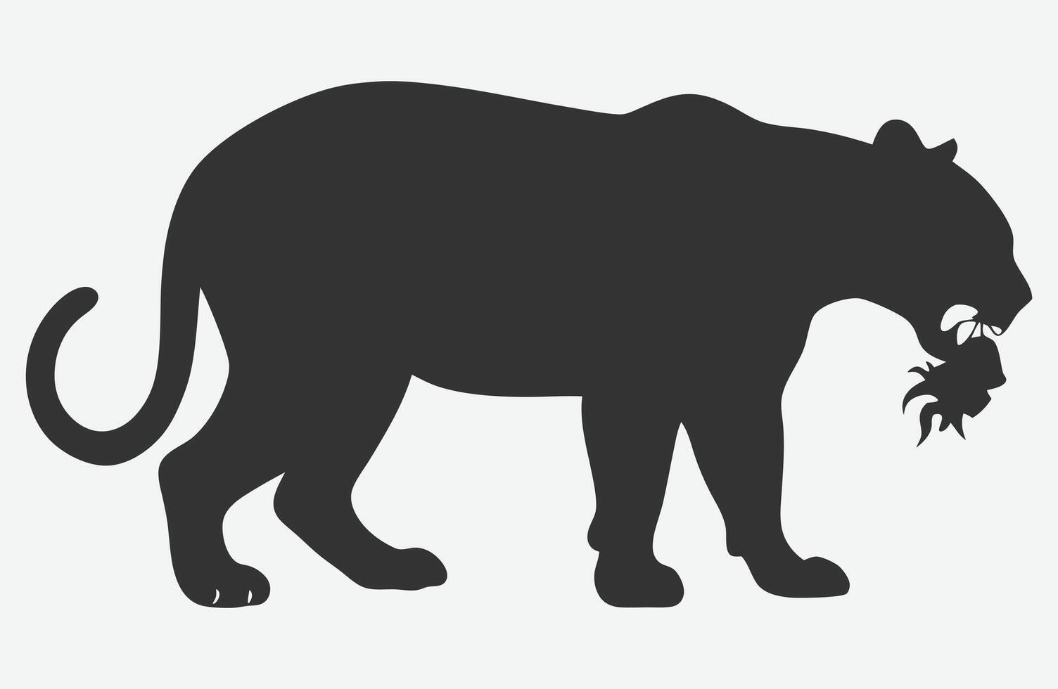 Majestic Leopard Eating Silhouette vector