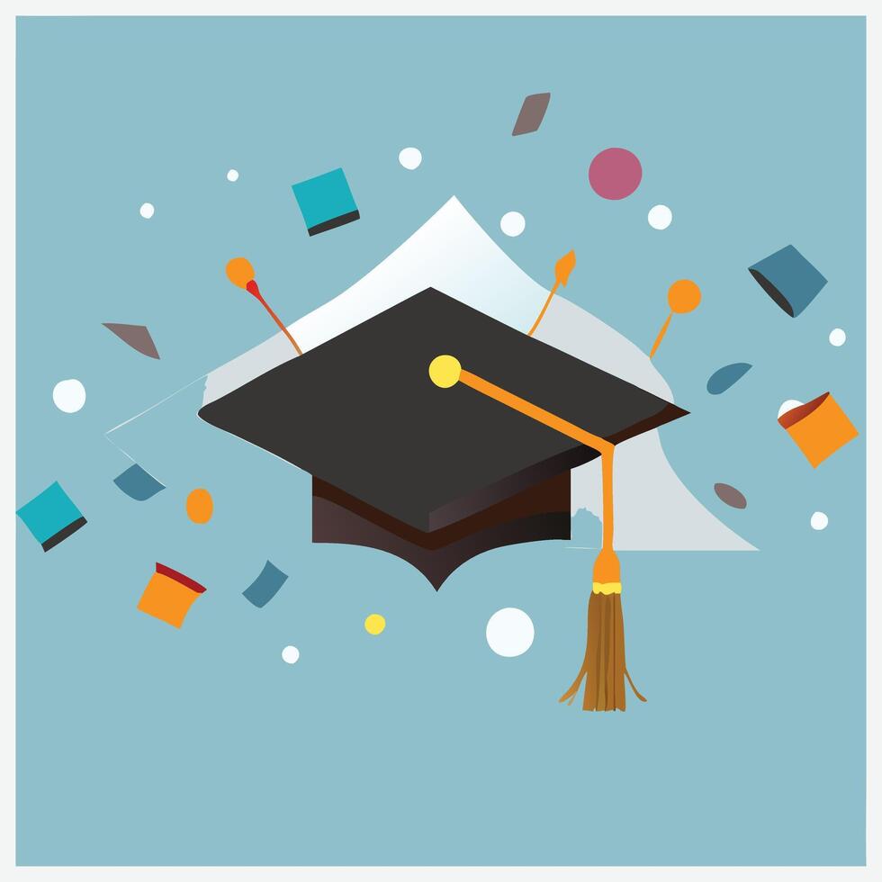 Stylized Black Graduation Hat Silhouette vector