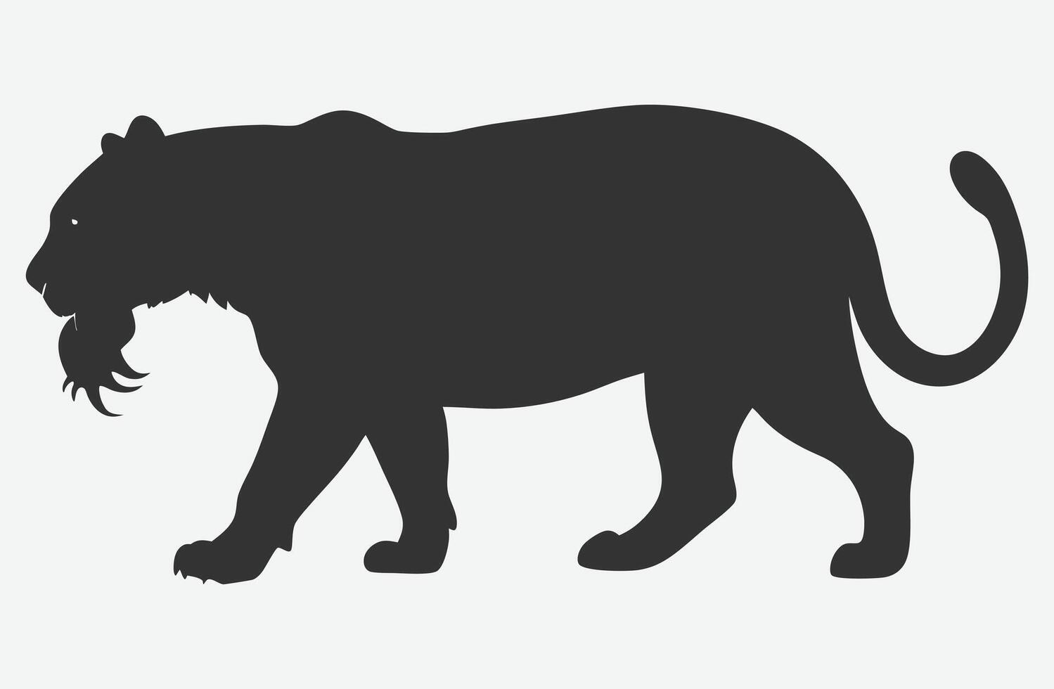Majestic Tiger Devouring Prey Silhouette Art vector