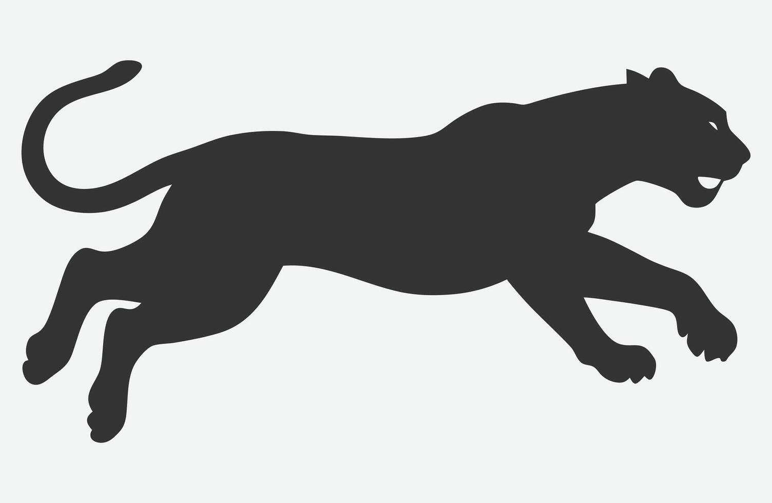Dynamic Leopard Jumping Silhouette vector