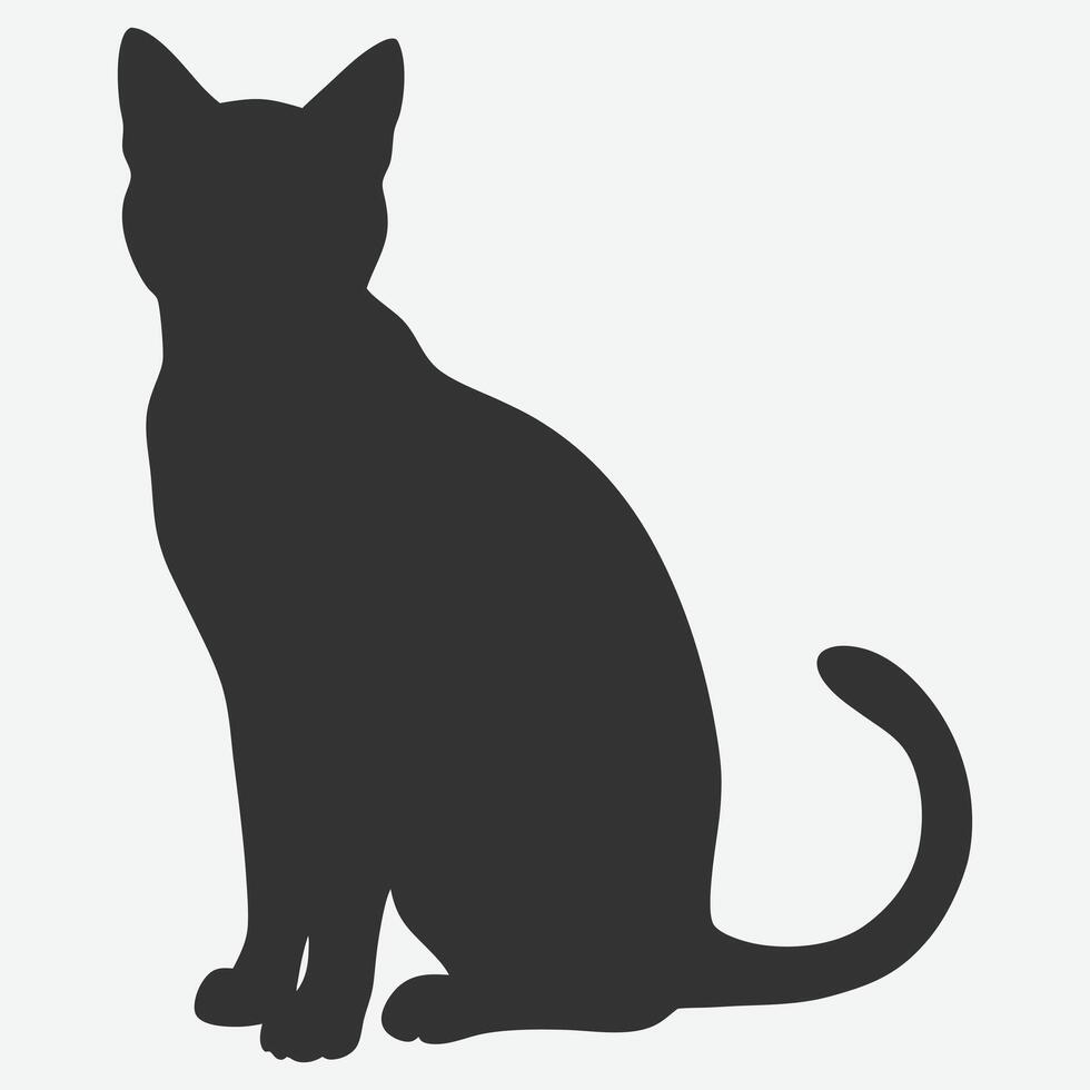 Elegant Cat Sitting Silhouette Design vector