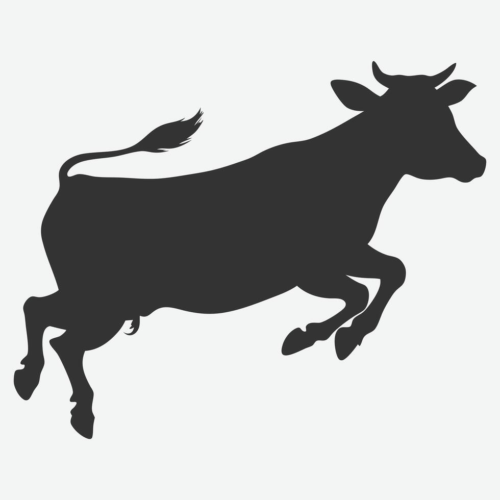 Dynamic Cow Jumping Silhouette vector