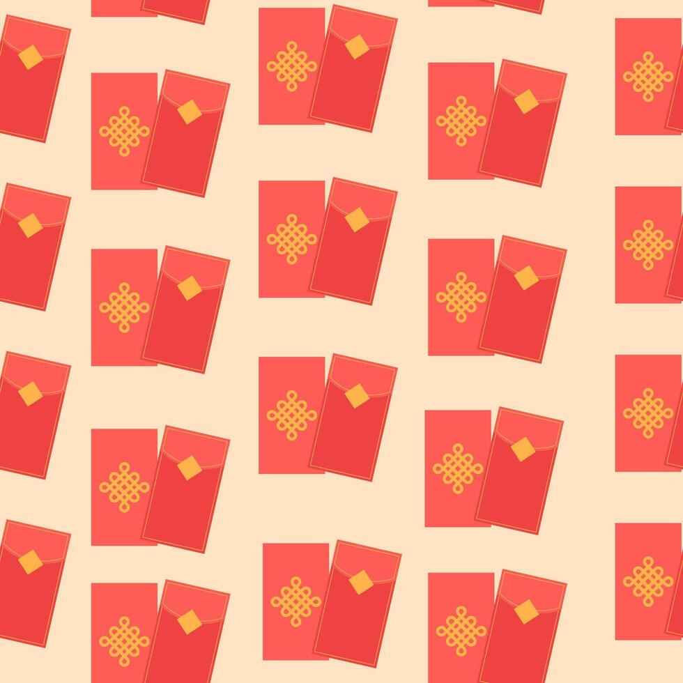 Seamless pattern Chinese new year festival red envelope flat vector