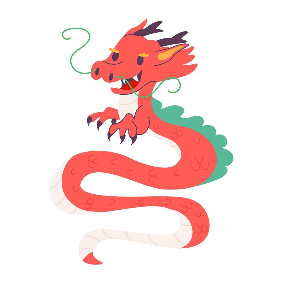 Chinese new year character dragon flat style vector