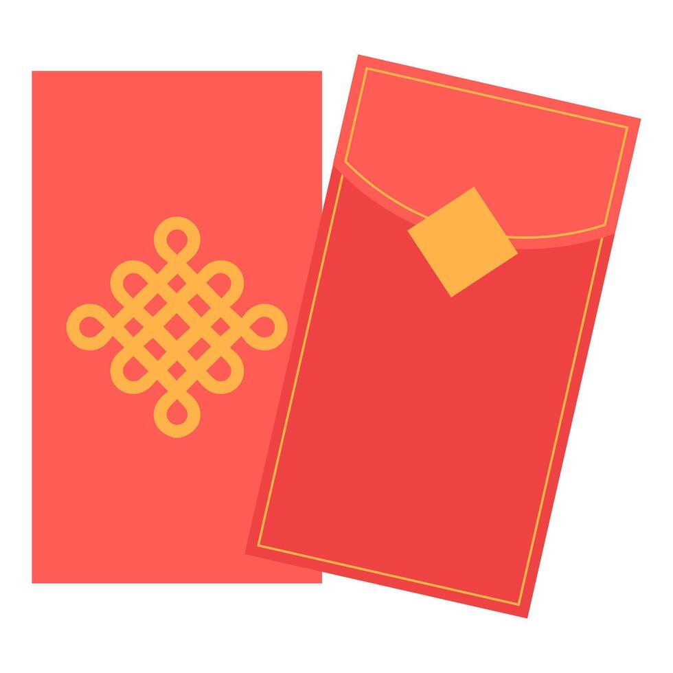 Chinese traditional red envelope flat style vector