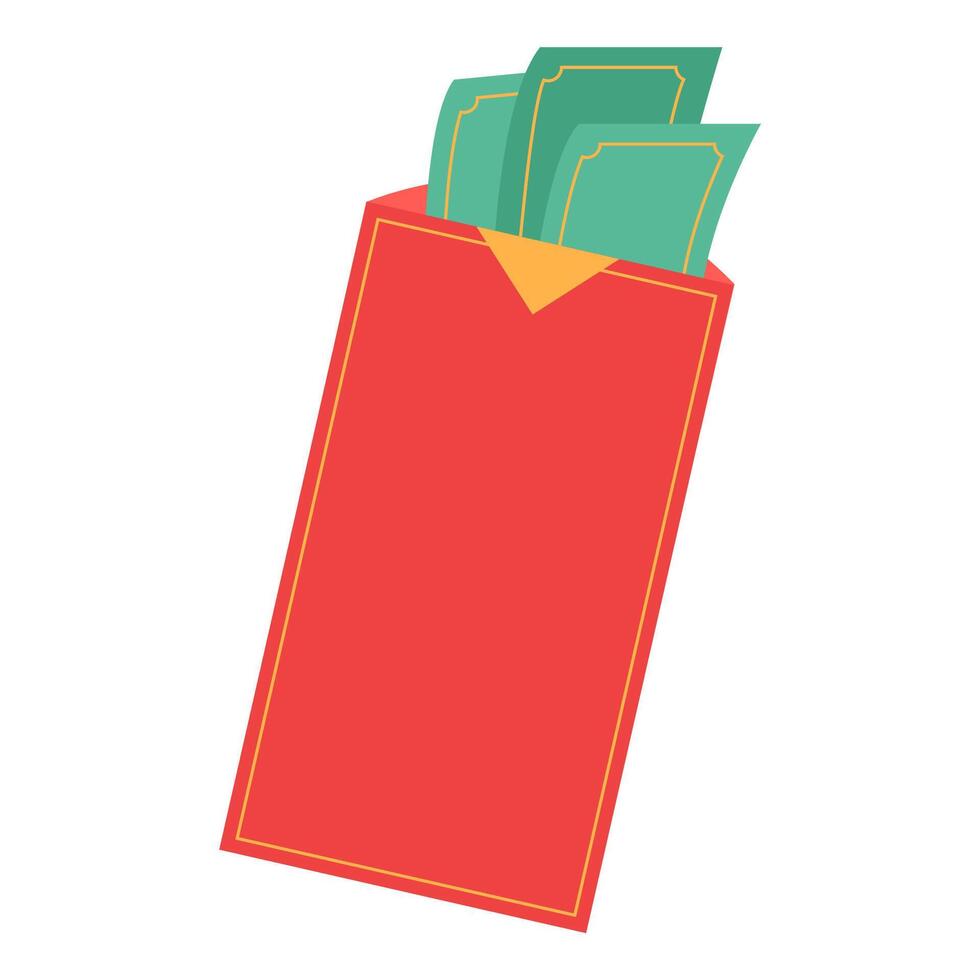 Chinese traditional red envelope with money flat style vector