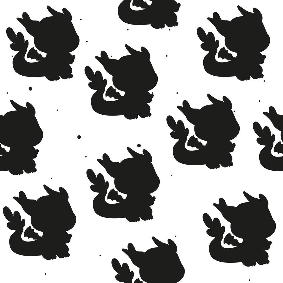 Seamless silhouette pattern character dragon vector