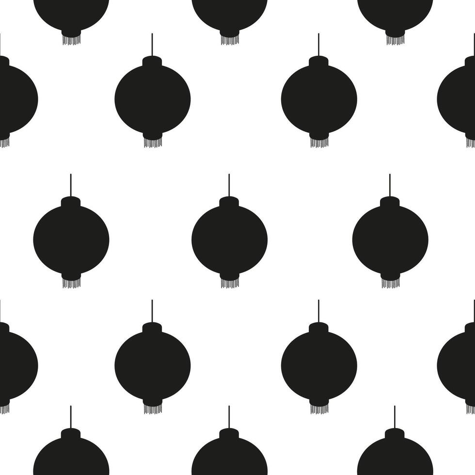 Seamless silhouette pattern chinese lanterns vector