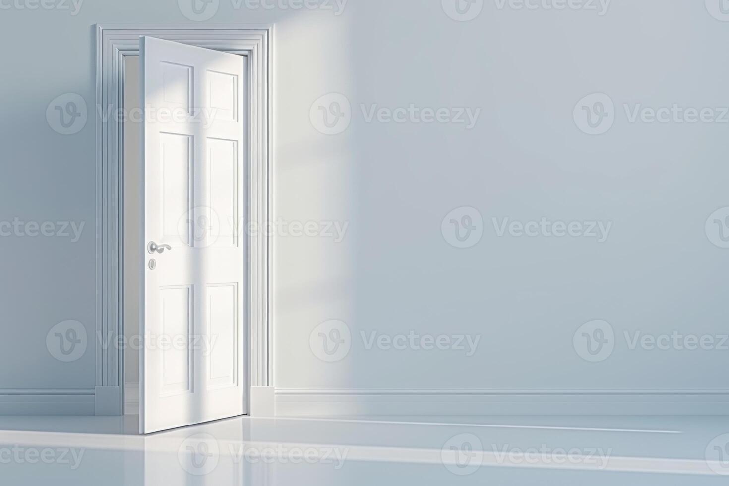 Open door emitting light possibilities growth achievements concept motivation learning skills knowledge heaven doors exit abstract simple background new ways entering leaving space photo