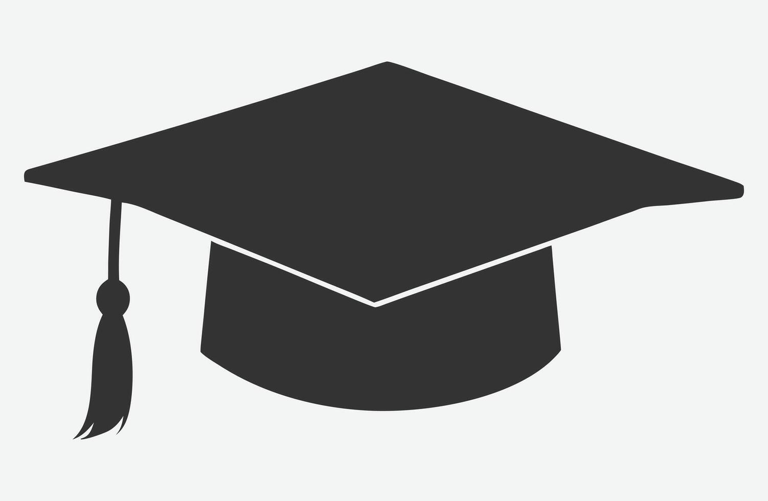 Elegant Black Graduation Hat Silhouette Isolated on White Background vector