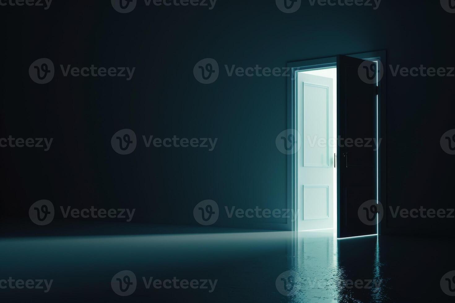 Open door emitting light possibilities growth achievements concept motivation learning skills knowledge heaven doors exit abstract simple background new ways entering leaving space photo