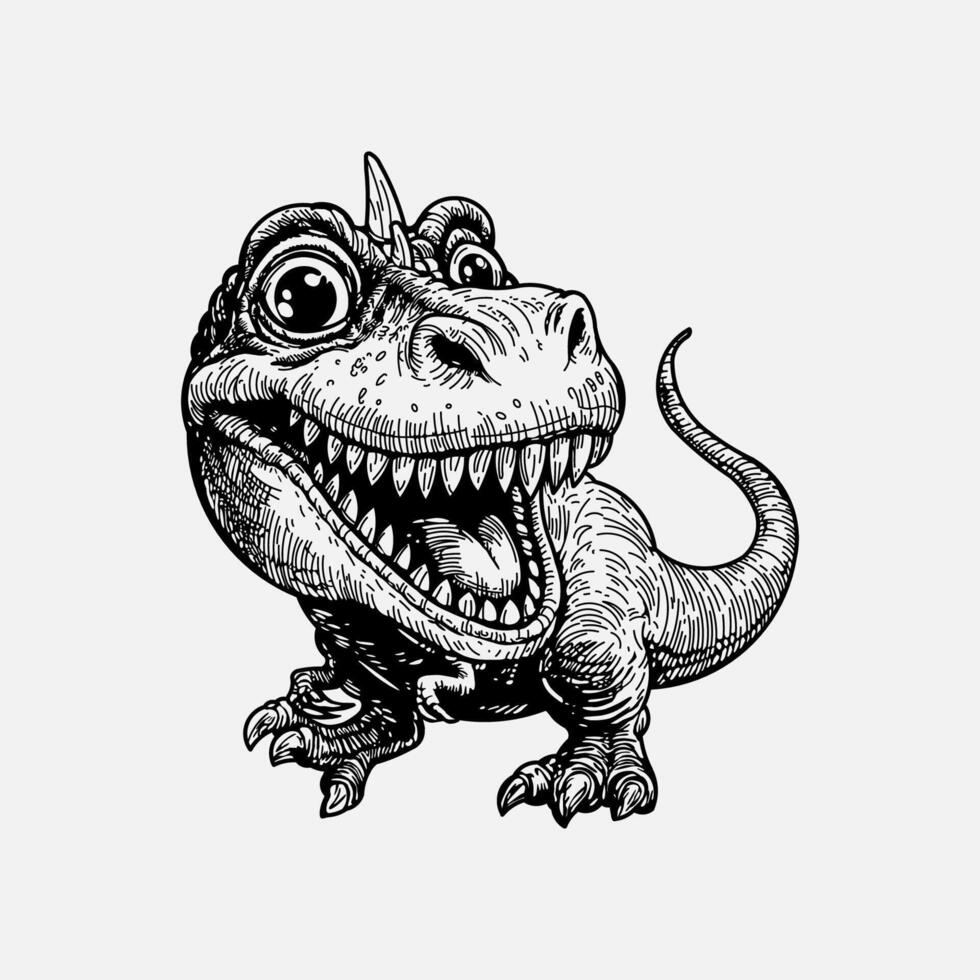 happy cute trex hand drawn illustration vector