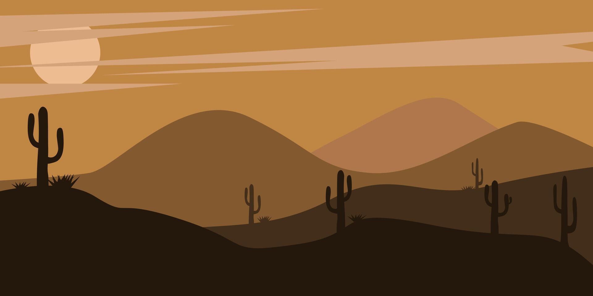desert poster abstract background wild cactus landscape, illustration design graphic template vector