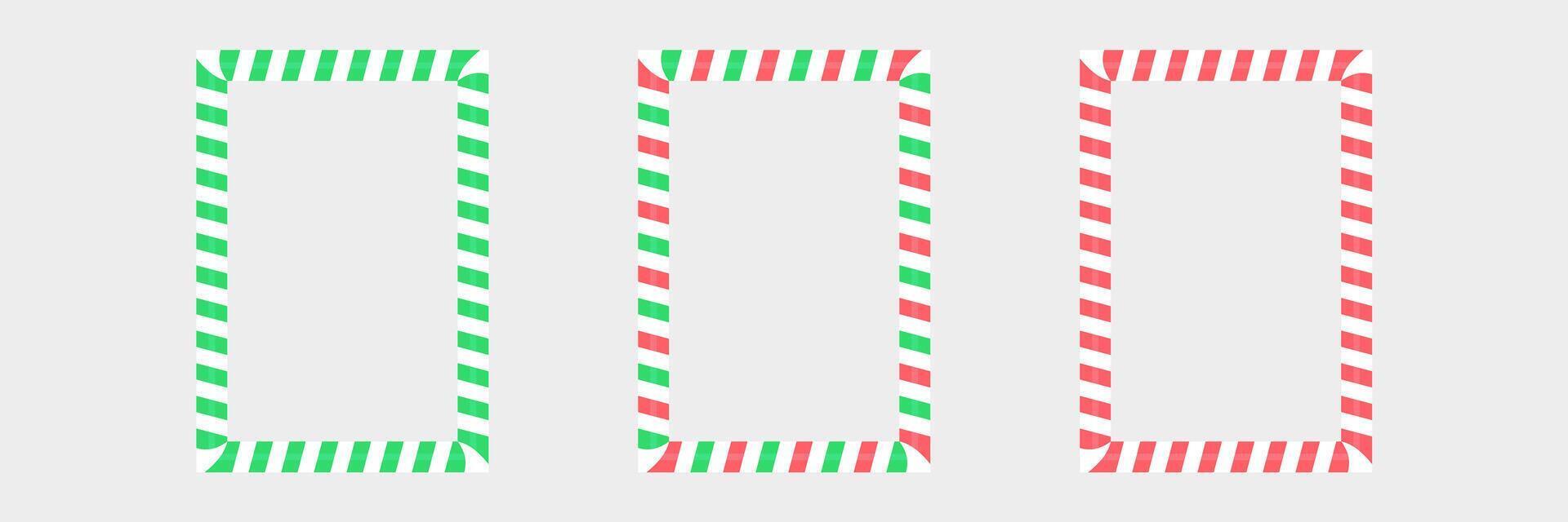 Candy cane Christmas frame. Decorations border vector