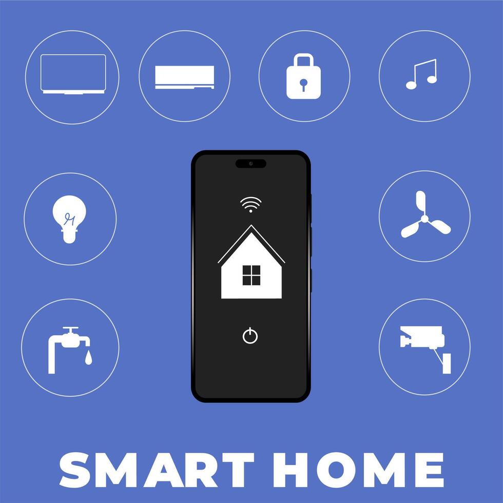Smart home technological with mobile phone vector