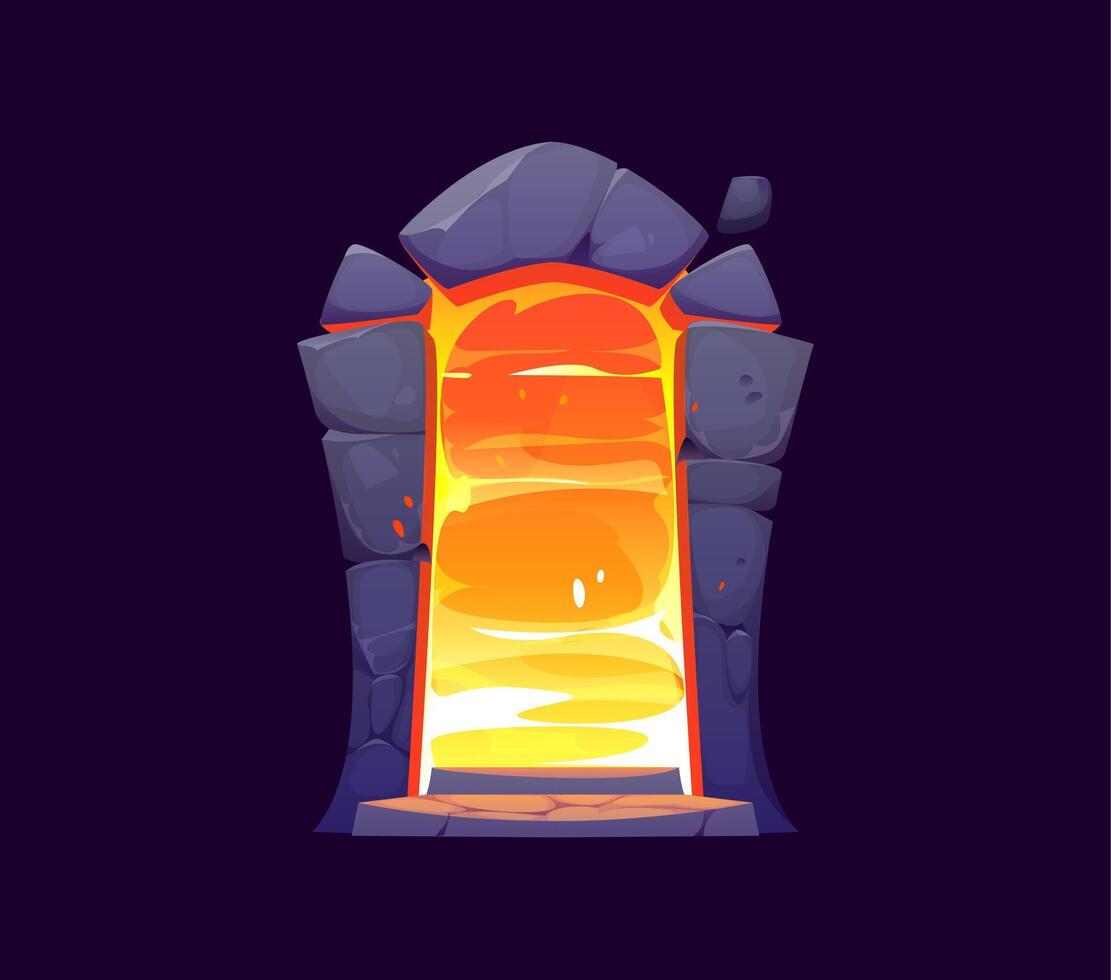 Fantasy game magic portal door with glowing plasma vector