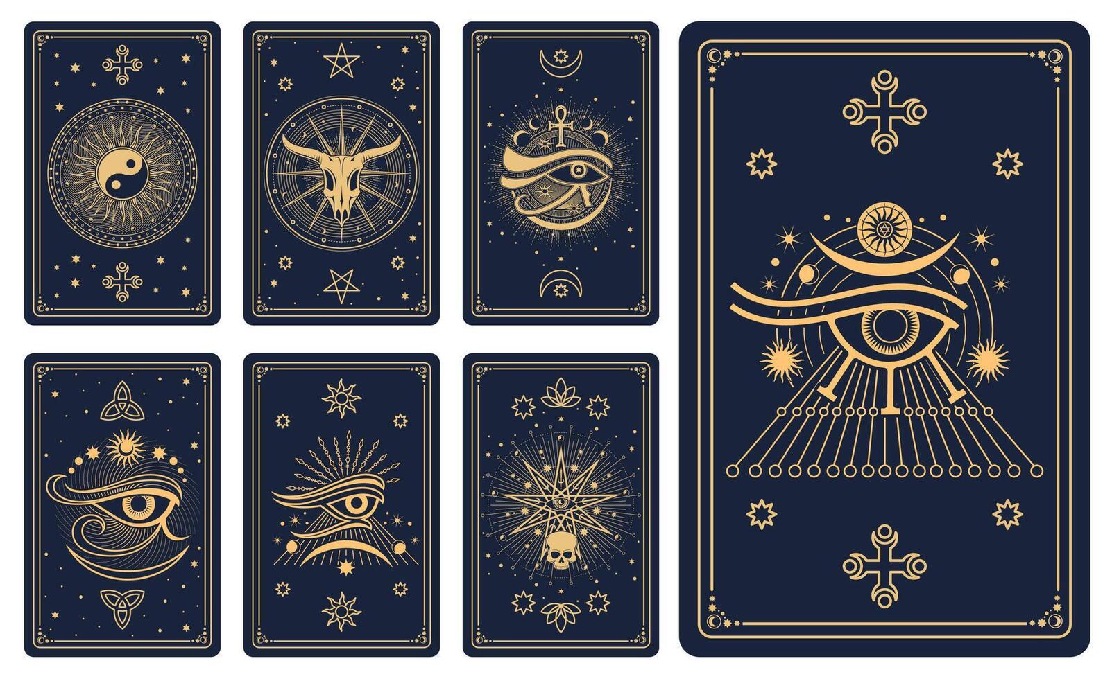 Magic tarot cards collection with mystical symbols vector