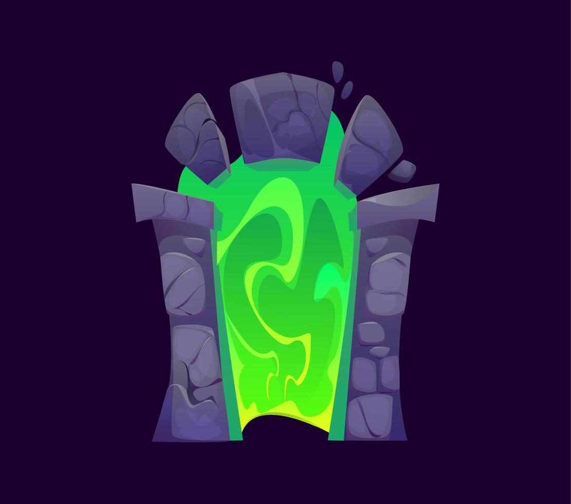 Magic portal door, vibrant green fantasy doorway vector