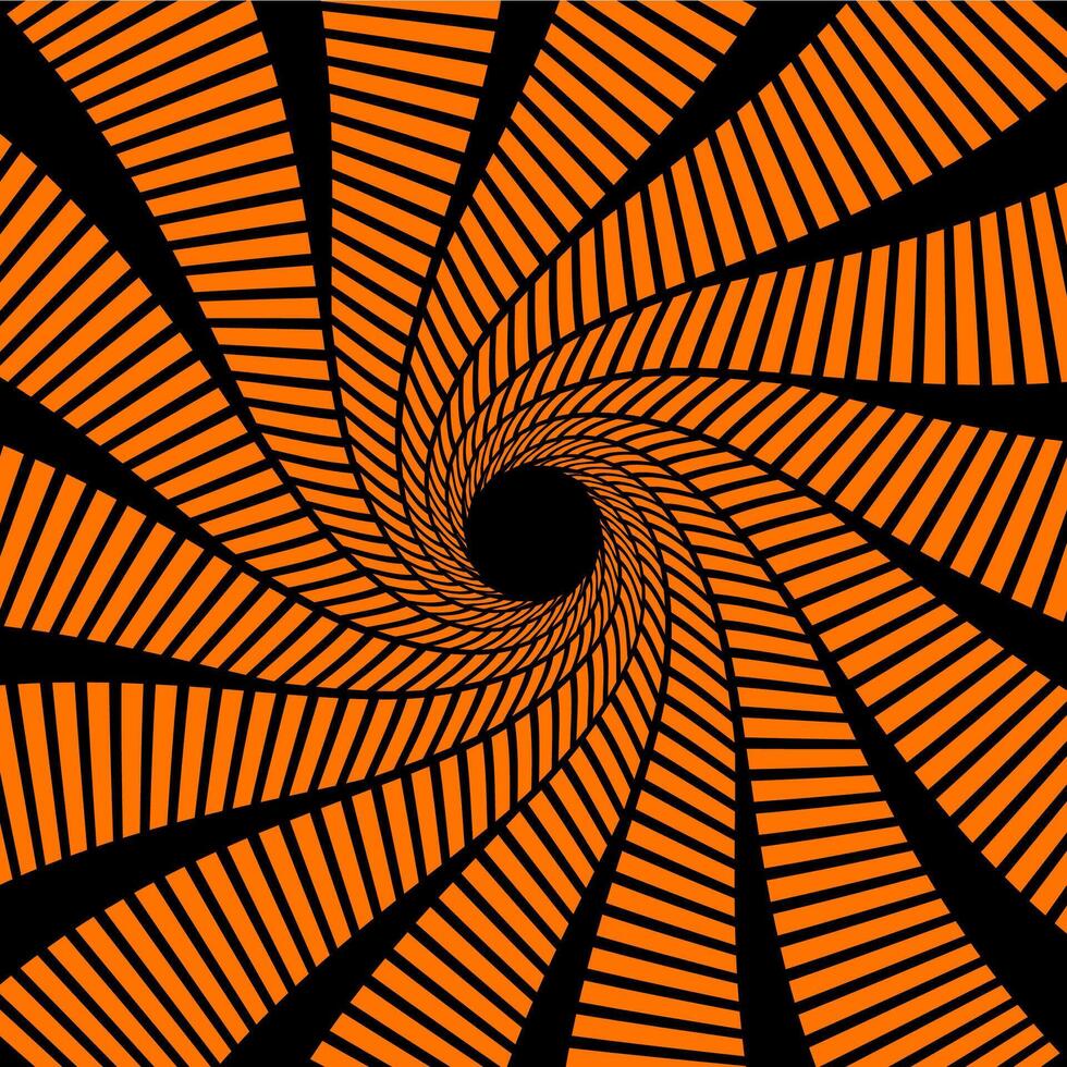 Psychedelic hypnotic Halloween black orange spiral vector