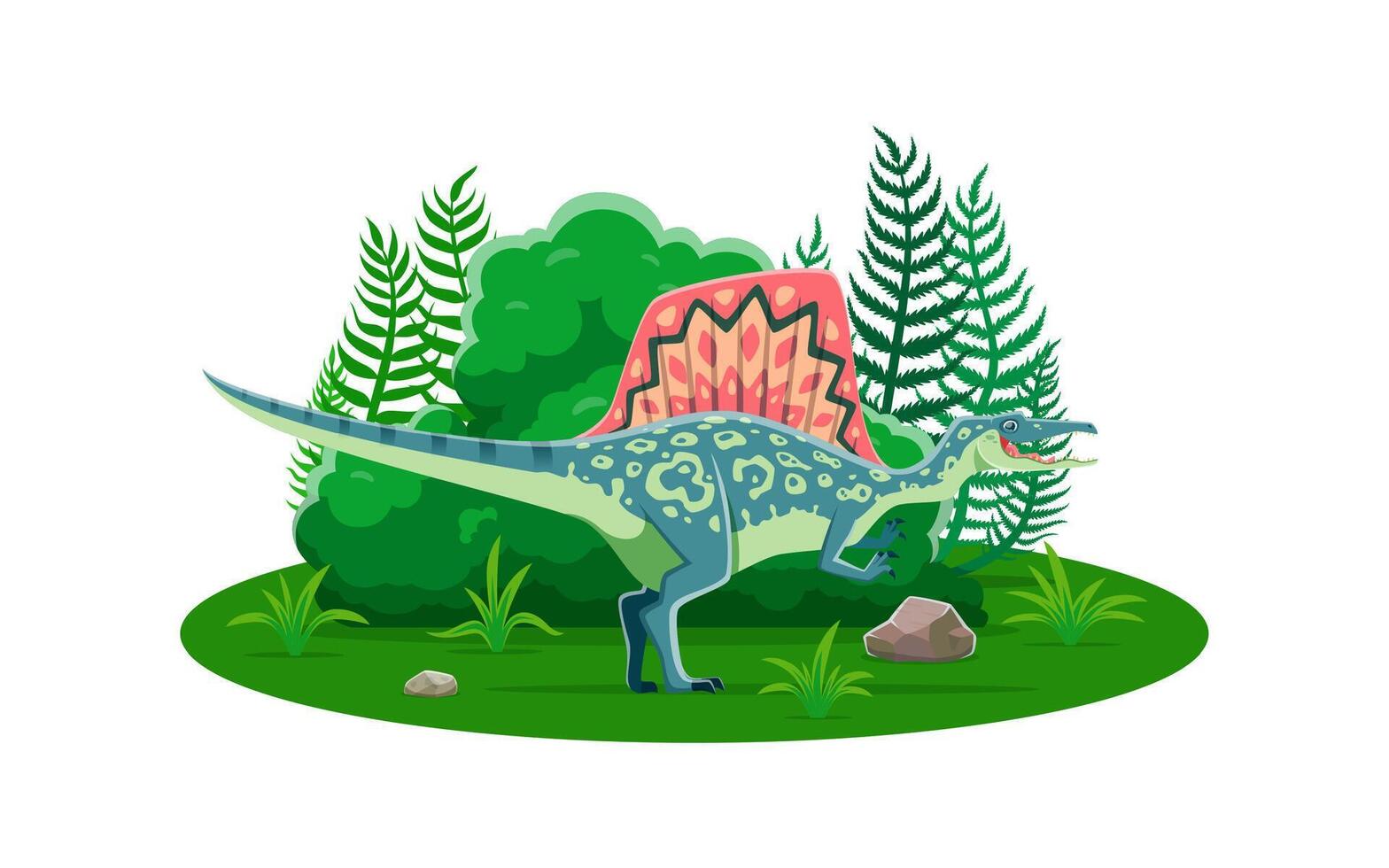 Spinosaurus prehistoric dinosaur cartoon character vector