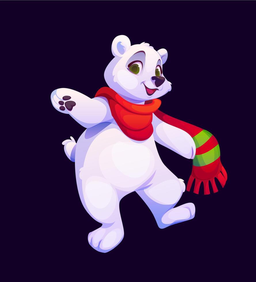 Cartoon Christmas holiday white bear character vector