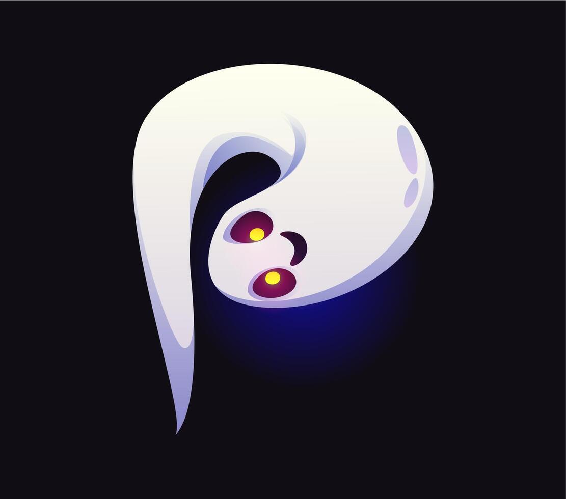 Halloween ghost font, letter P cartoon boo monster vector