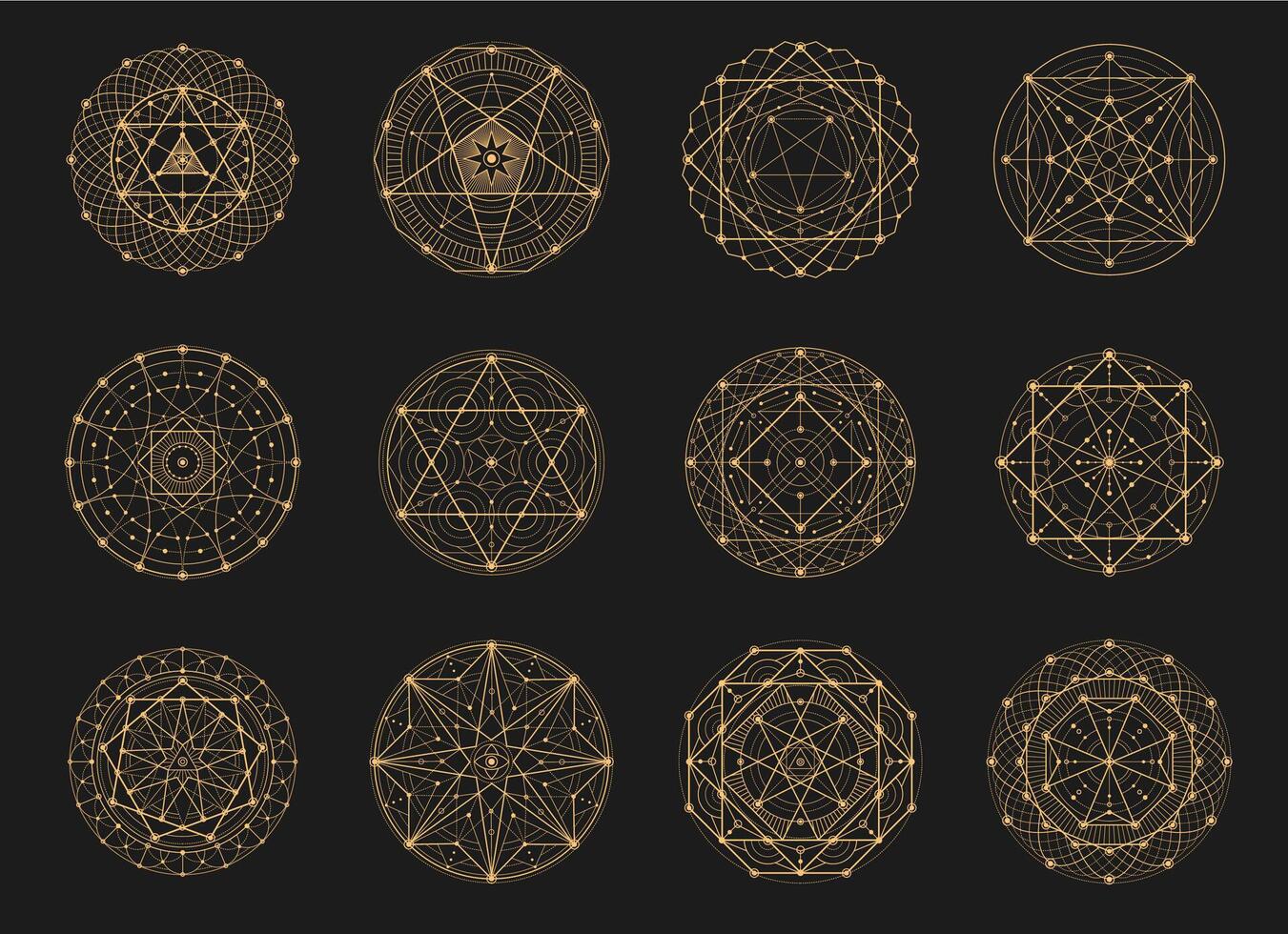 Sacred esoteric geometry signs and occult symbols vector