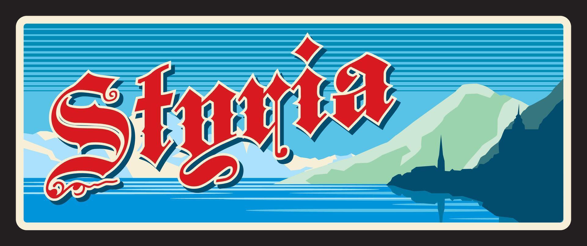 Styria Austria land, Austrian region tin plate vector