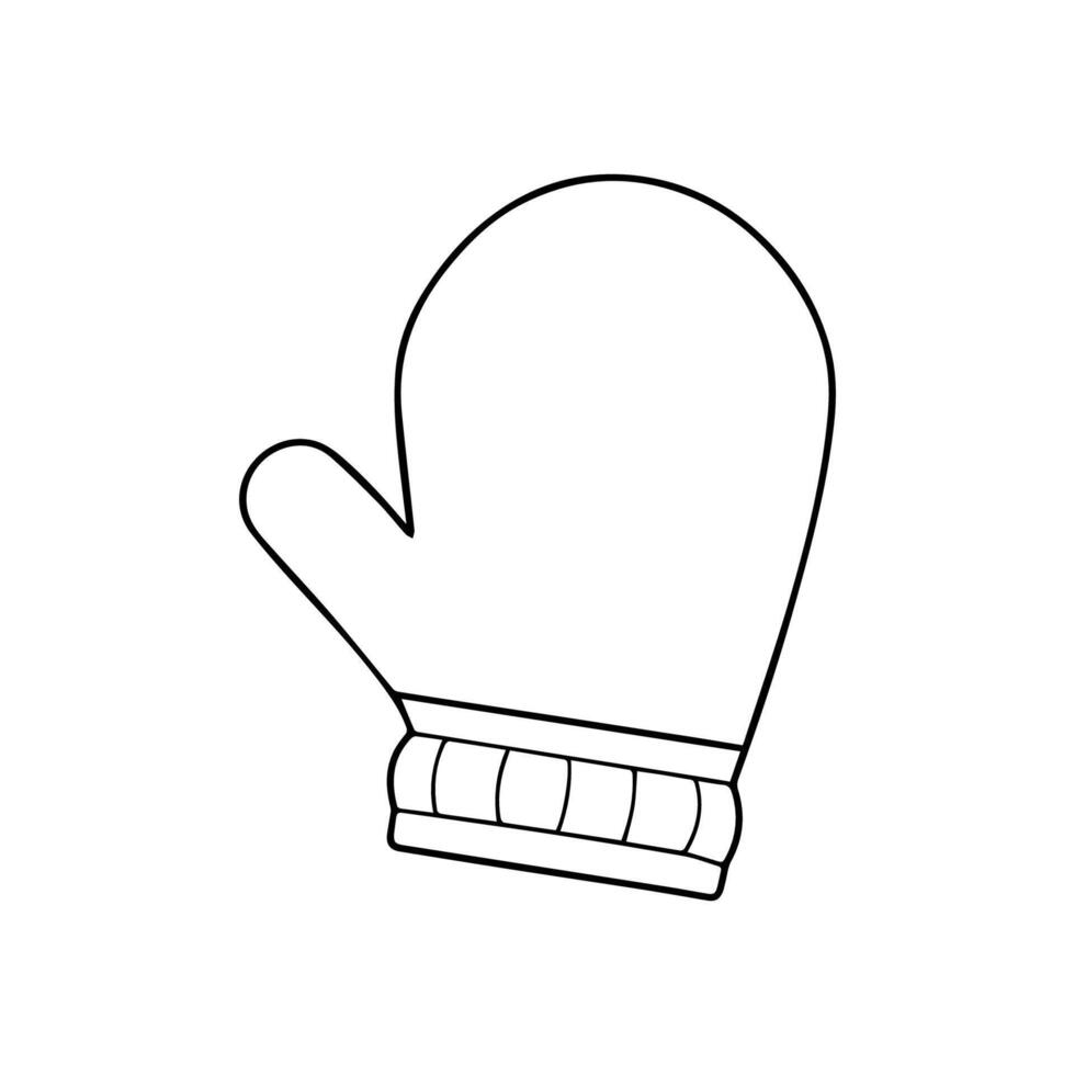 Set of winter silhouettes in black, outline. Mittens. vector