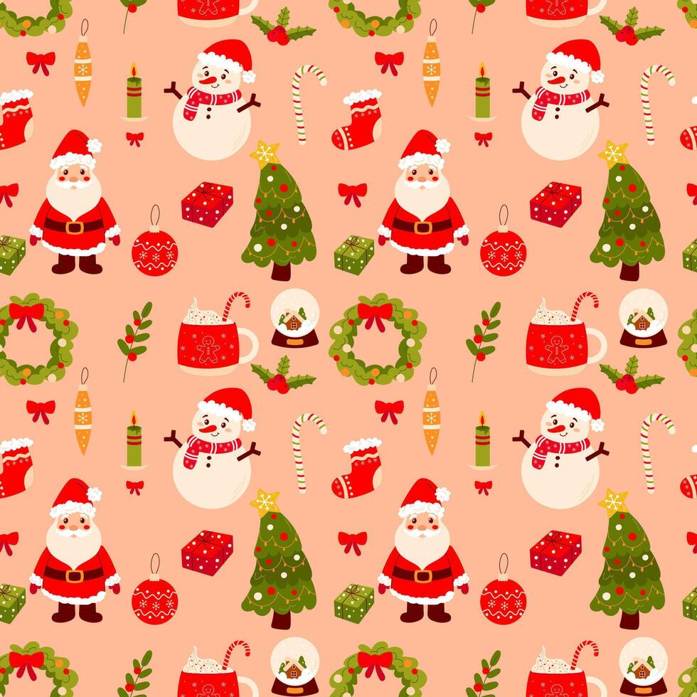 New Year, Christmas seamless pattern, background for wrapping paper or fabric. vector