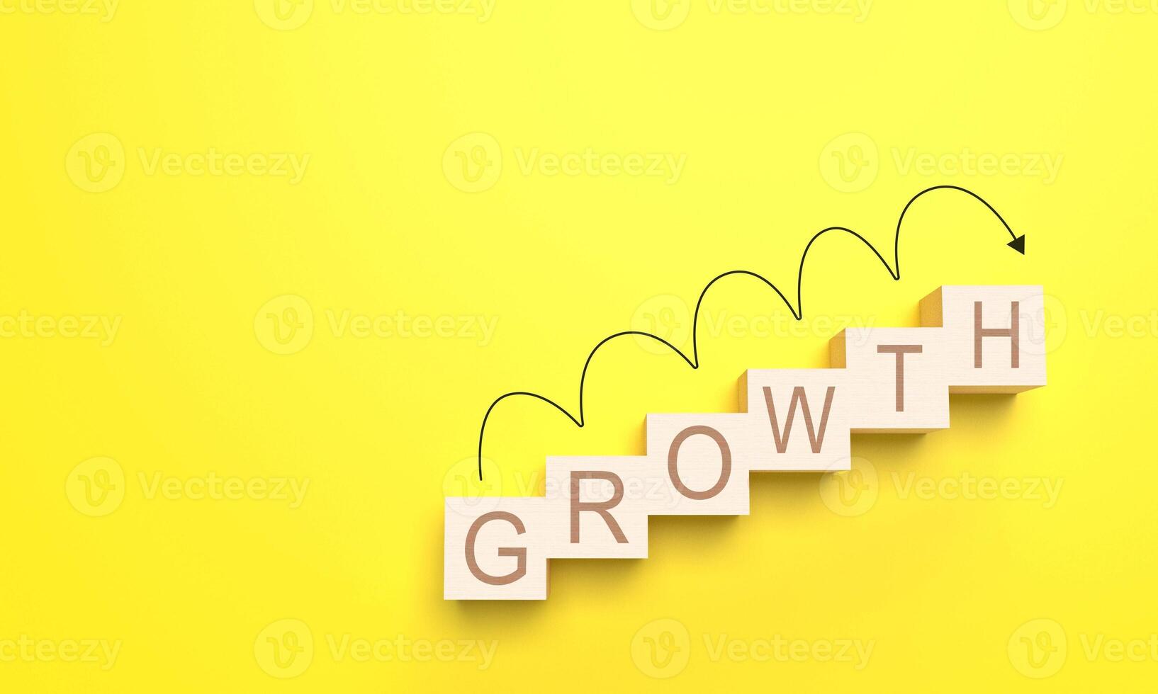 Growth cube block wooden line arrow copy space yellow background strategy business idea vision concept development economy financial progress job work occupation success innovation industry marketing photo