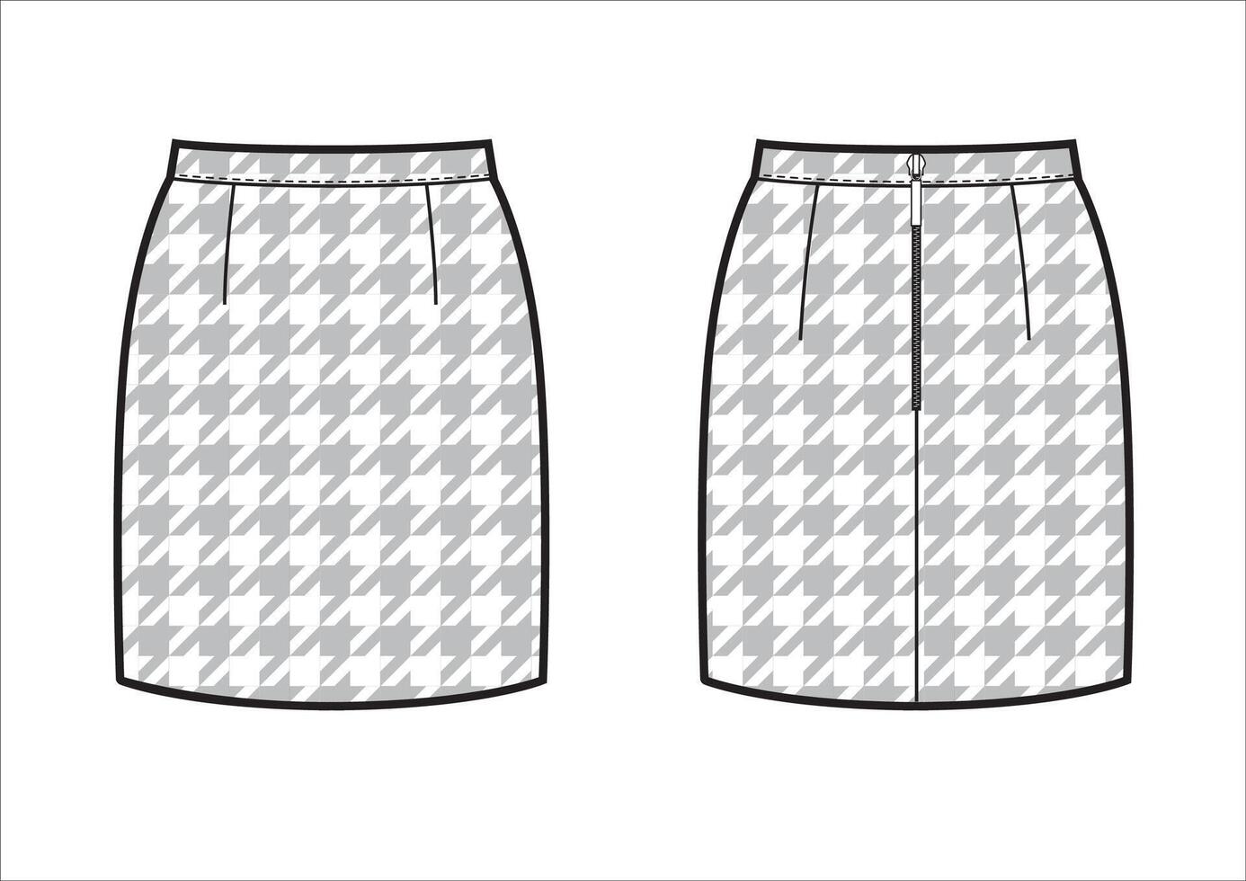 Classic mini pencil skirt with houndstooth pattern vector