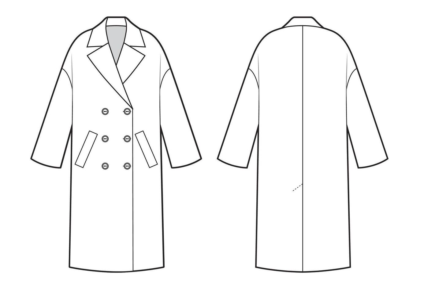 Oversized jacket technical fashion illustration with lapel collar, long sleeves, button opening. vector