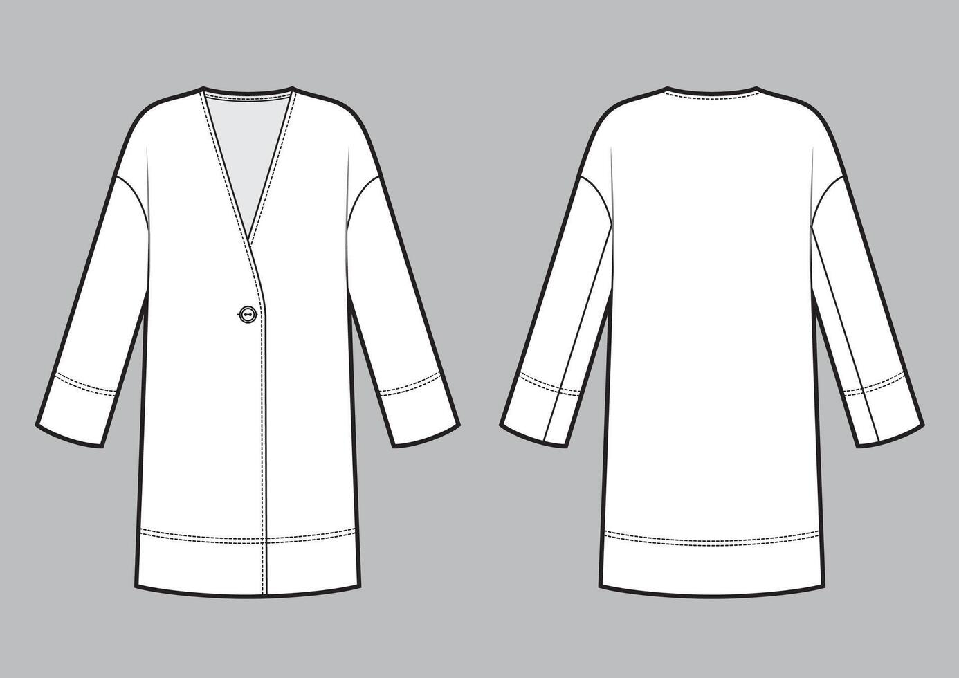 Technical drawing of oversize coat vector
