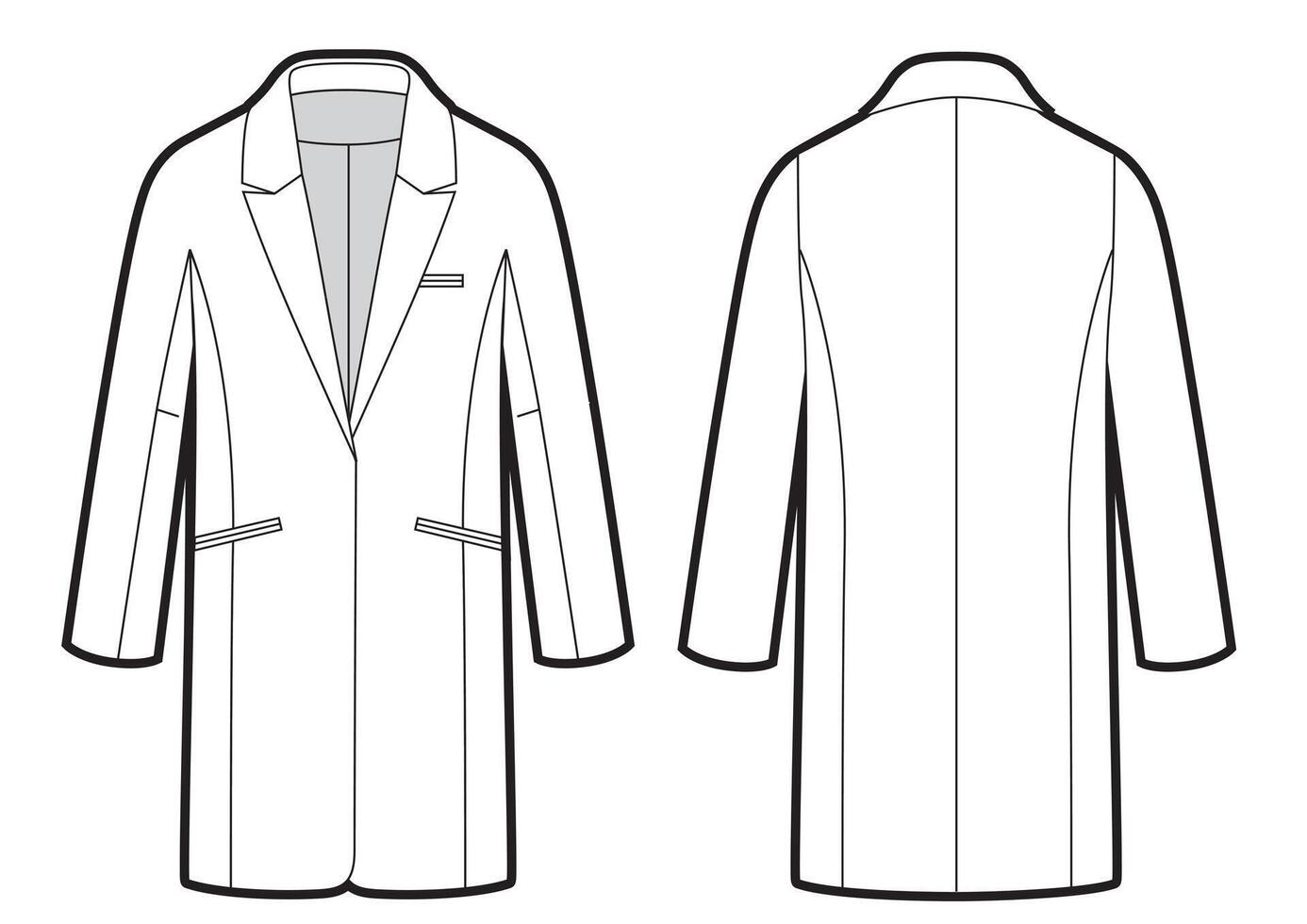womans classic coat bw sketch vector