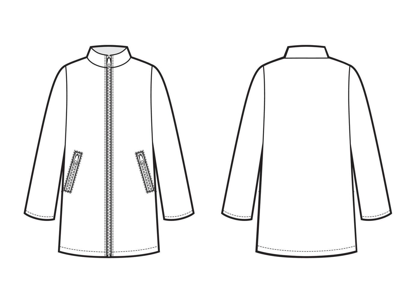 Raincoat female with long sleeves and pockets vector