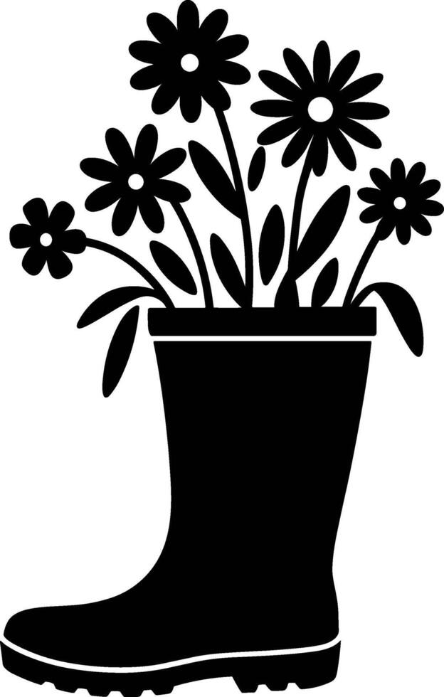 Rain Boot with Flowers vector