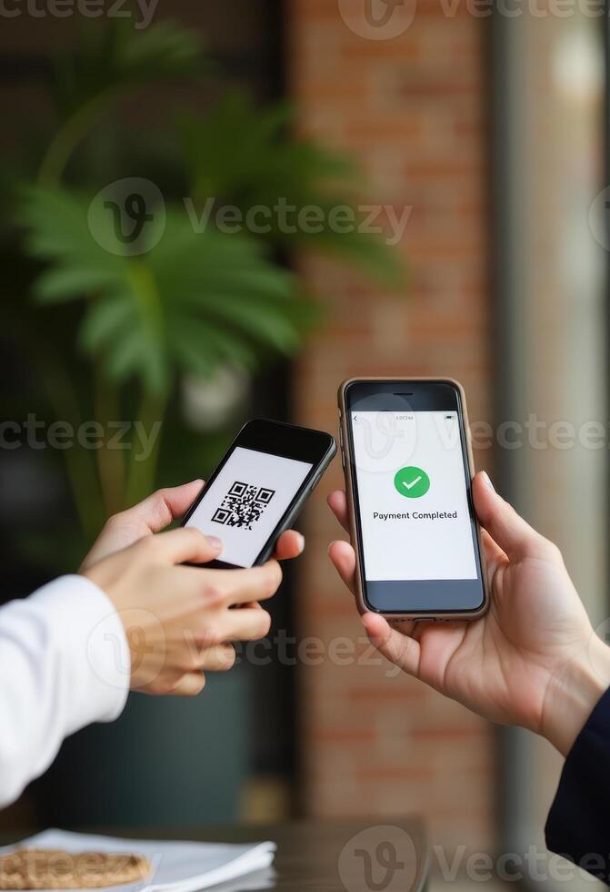 Payment successful confirmation on tablet screen, indicating the completion of an online transaction. photo