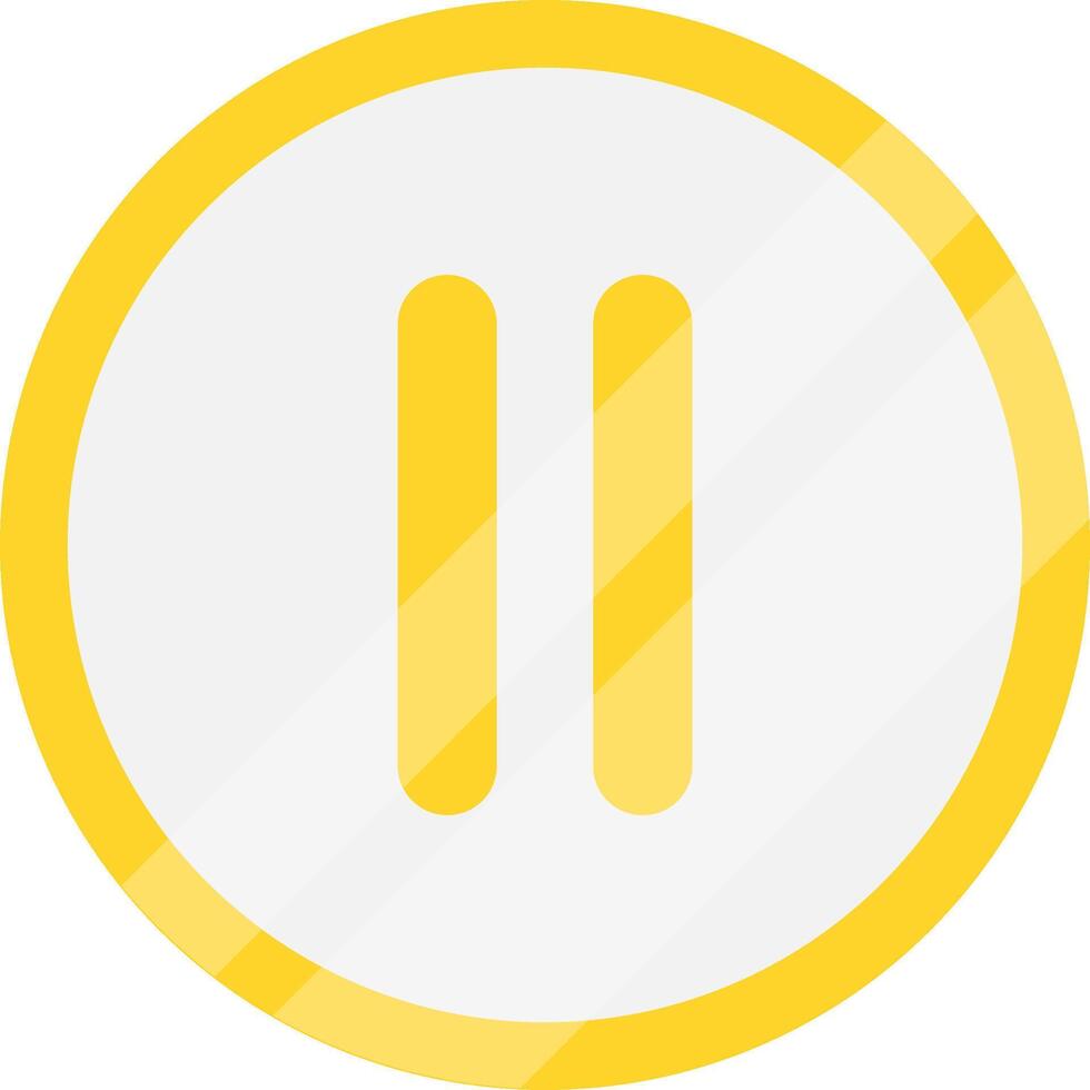 Yellow pause icon. Metallic pause icon. vector