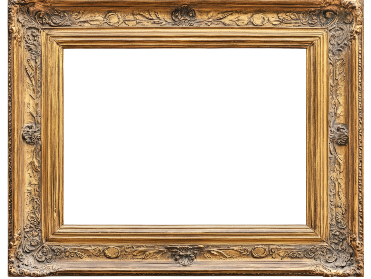 An old gold frame with copy space cutout png