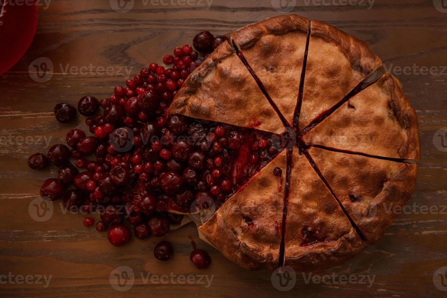 Berries pie with fresh berries and jam photo