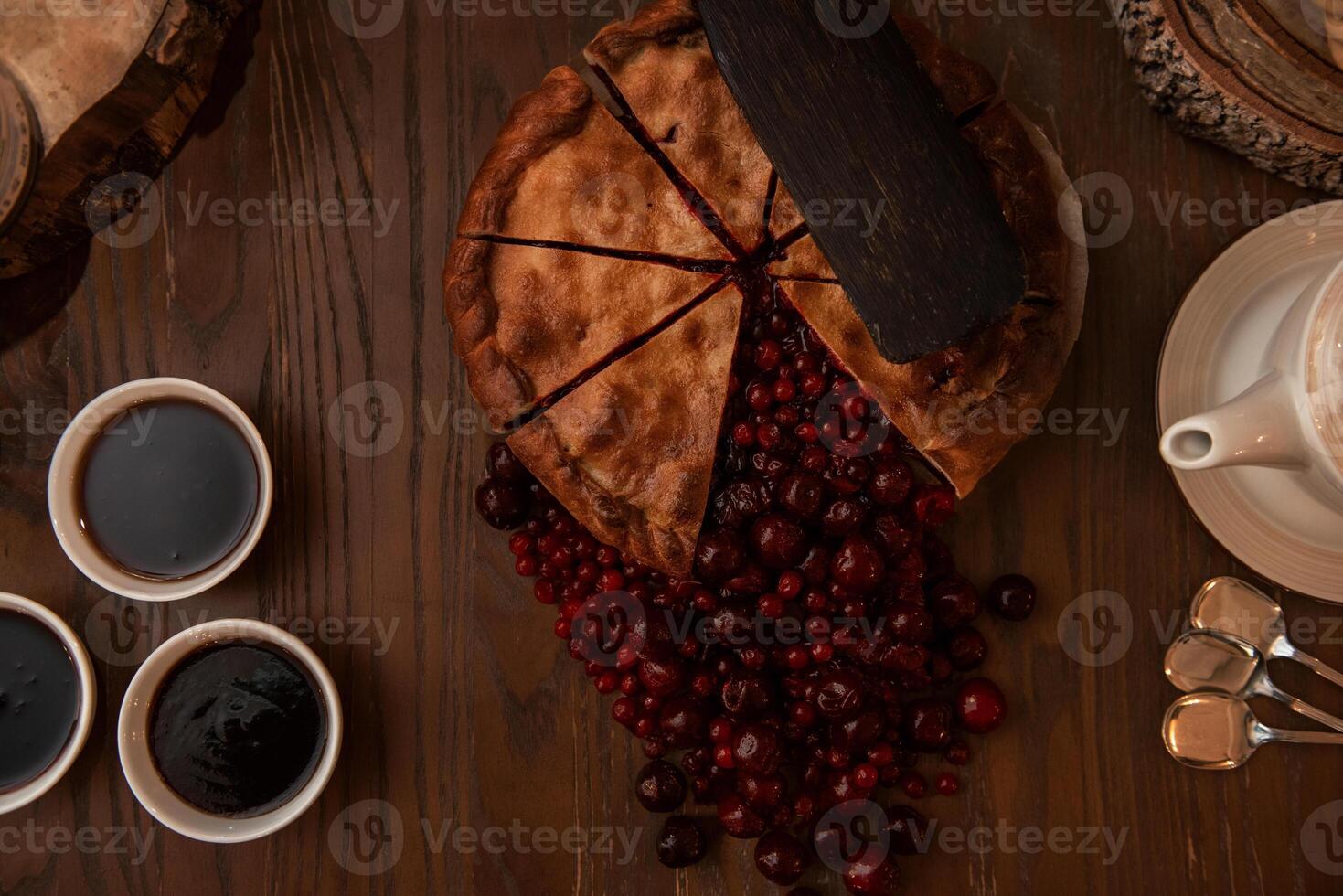 Berries pie with fresh berries and jam photo