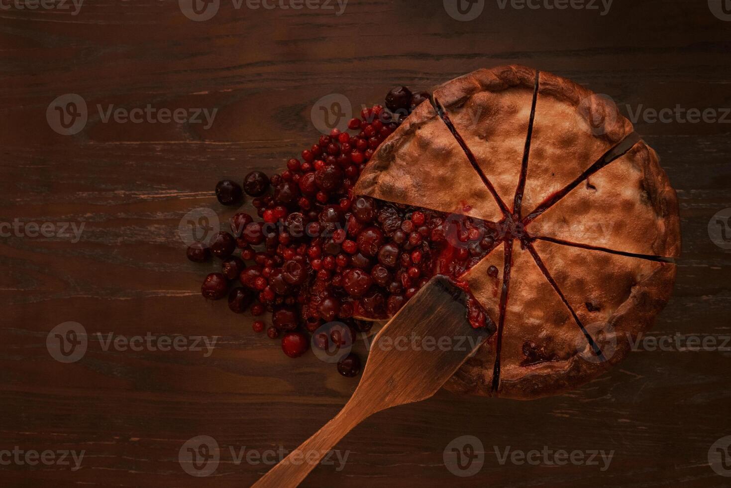 Berries pie with fresh berries and jam photo