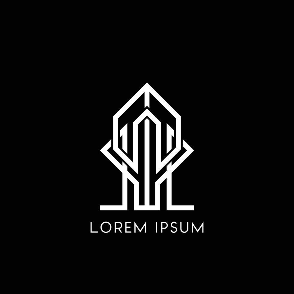 modern house logo icon design in black background vector