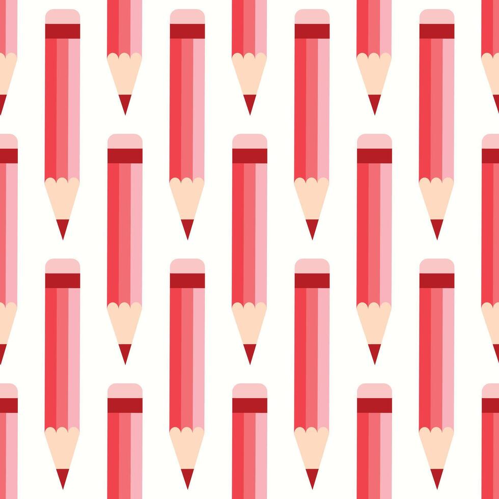 Seamless pattern of hand drawn school wooden pencils on isolated background. Education design for back to school prints, scrapbooking, textile, home and nursery decor, paper crafts. vector